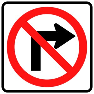 No Right Turn Symbol (R3-1)