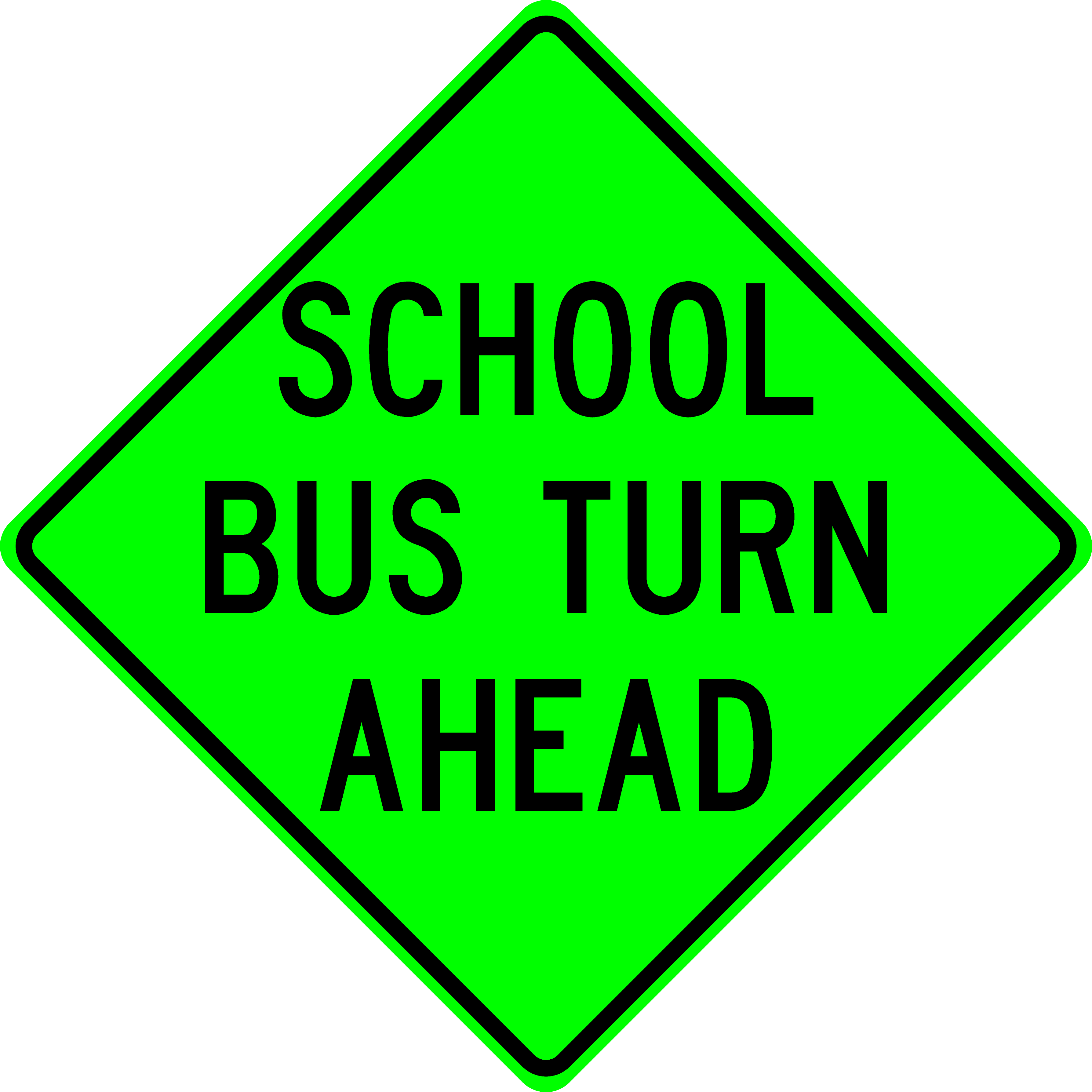 School Bus Turn Ahead (S3-2)