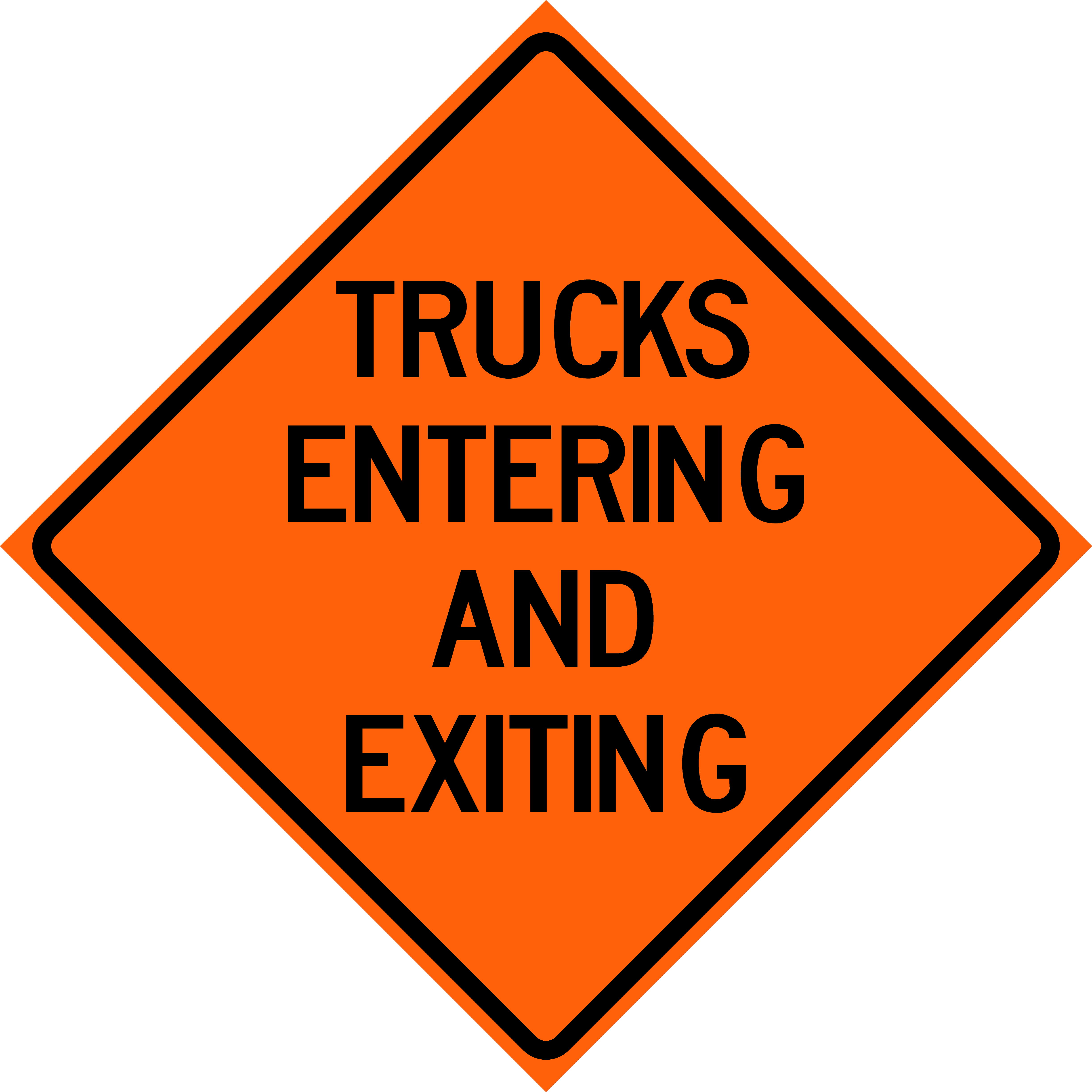 Trucks Entering and Exiting (W8-H6a)