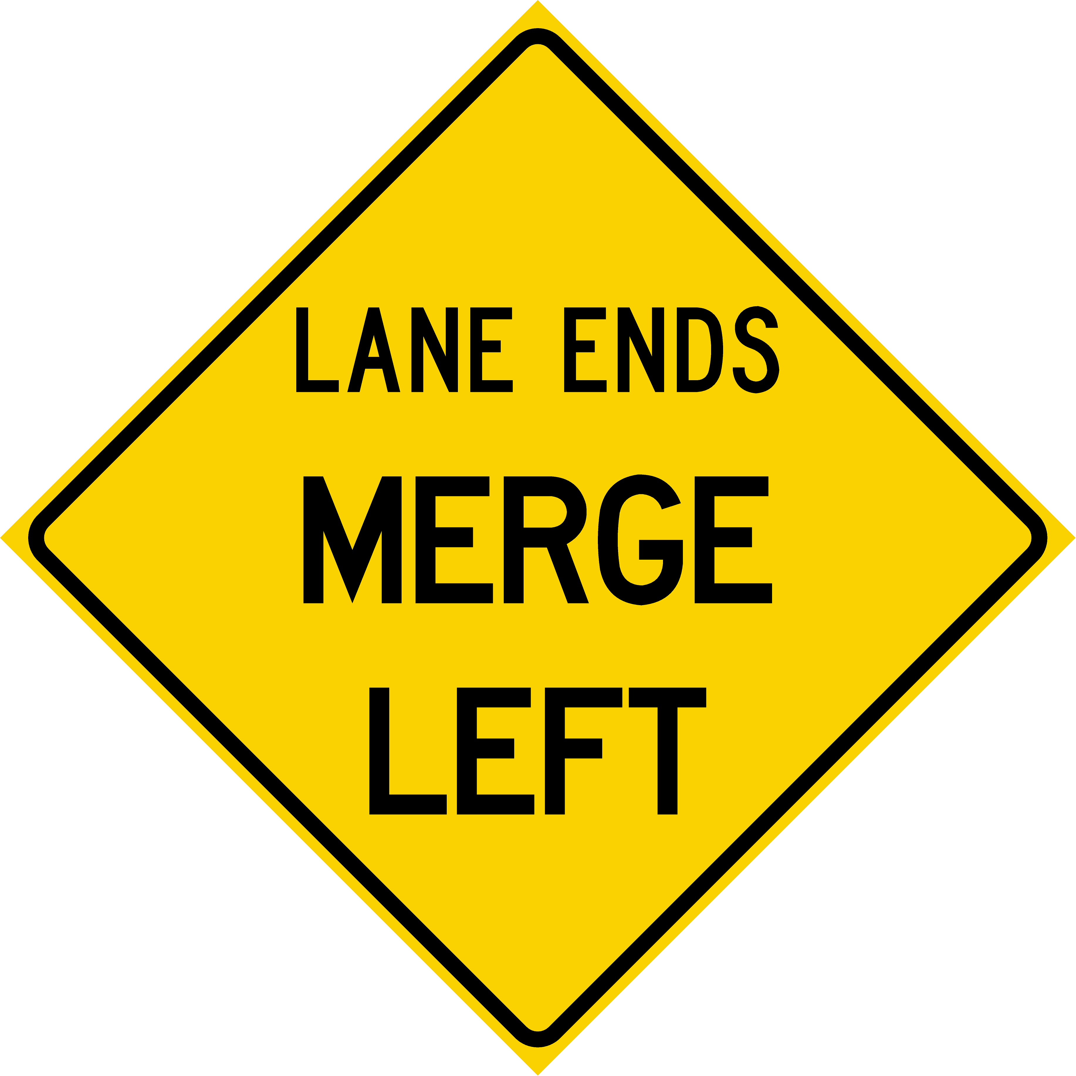 Lane Ends Merge Left (W9-2L)